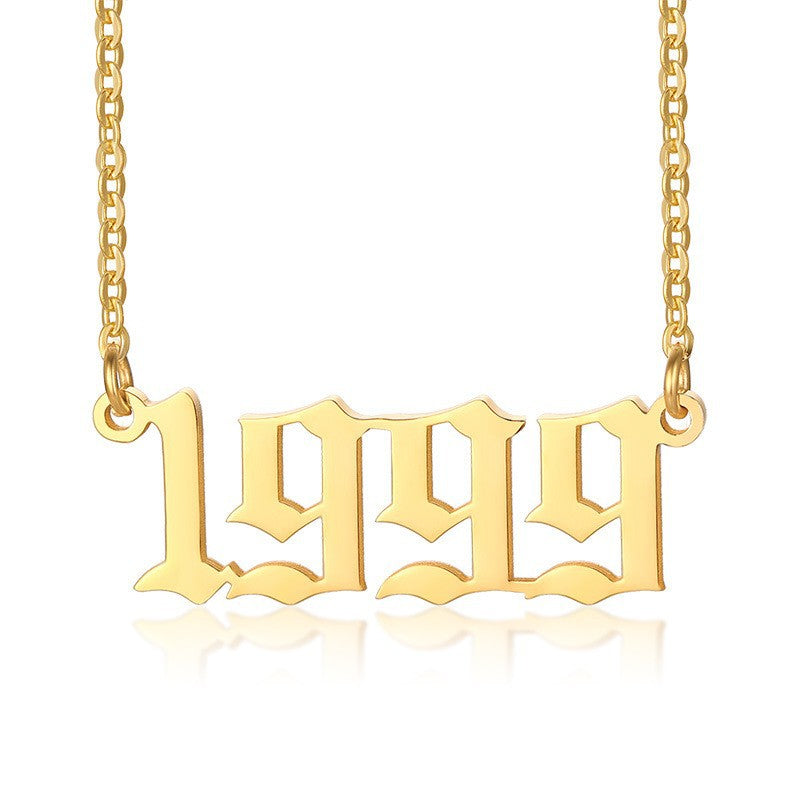 18K Stainless Steel 1990-2020 Year Necklace