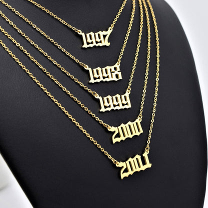 18K Stainless Steel 1990-2020 Year Necklace